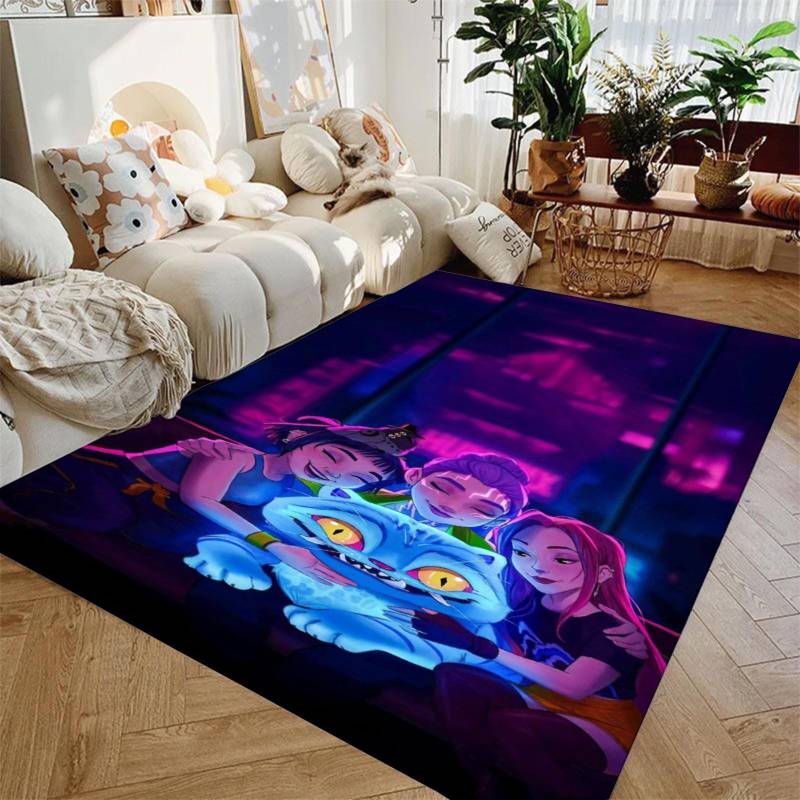 K-Pop D-Dämonenjäger Teppich Rutschfest Rechteckige Fußmatte Weicher Flanellteppich Zimmerbereichsteppich Innen Außen Wohnzimmer Dekorationen 80x120cm von Joom DACH