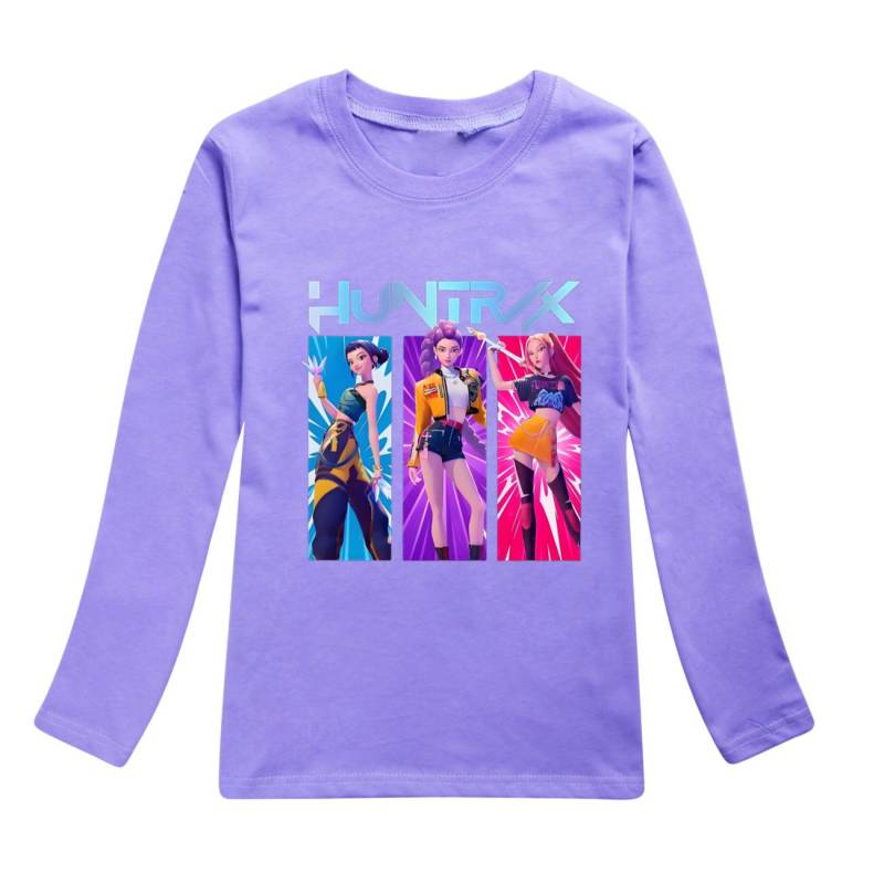 K Pop Dämonenjäger Langarm T-Shirts Rumi Mira Zoey Herbst Kinderbekleidung Niedliche Drucktops Geschenk Kinder Jungen und Mädchen Kinder Unisex T-Shirts 130 violett von Joom DACH