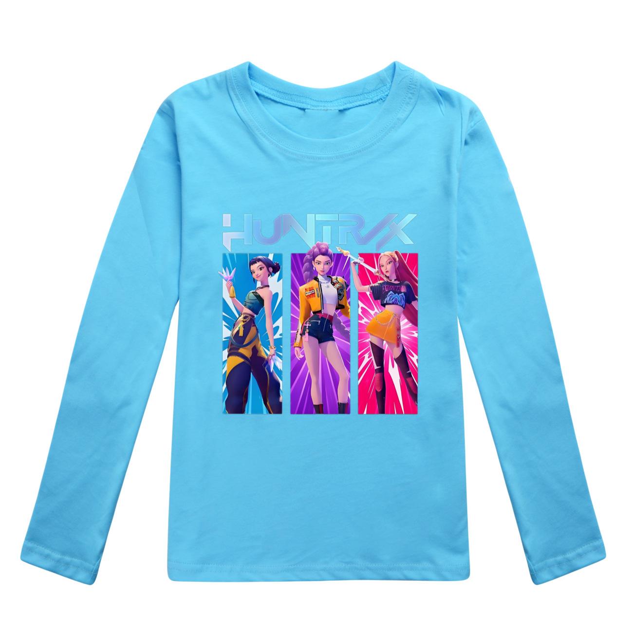K Pop Dämonenjäger Langarm T-Shirts Rumi Mira Zoey Herbst Kinderbekleidung Niedliche Drucktops Geschenk Kinder Jungen und Mädchen Kinder Unisex T-Shirts 150 hellblaue von Joom DACH