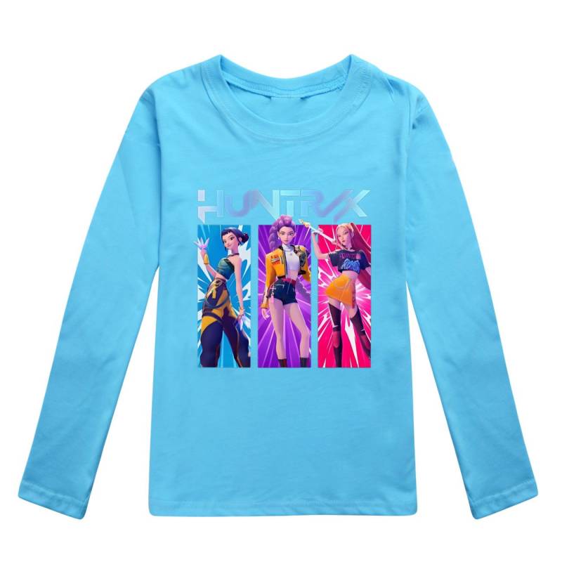 K Pop Dämonenjäger Langarm T-Shirts Rumi Mira Zoey Herbst Kinderbekleidung Niedliche Drucktops Geschenk Kinder Jungen und Mädchen Kinder Unisex T-Shirts 150 hellblaue von Joom DACH