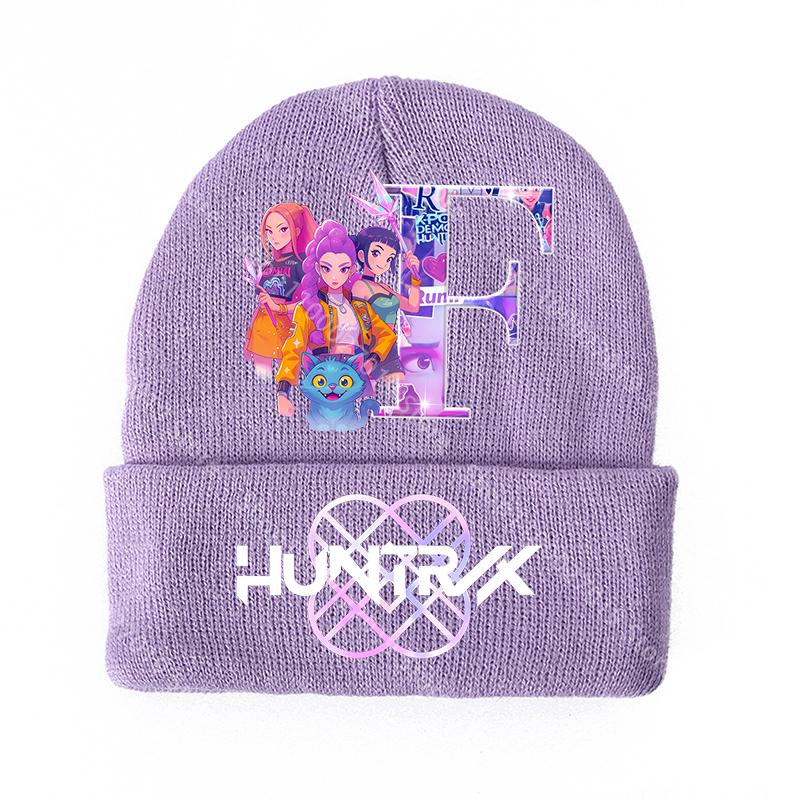 K Pop Dämonenjäger Mädchen Strickmützen Cartoon Buchstaben Kinder Kopfbedeckung Baumwolle Winter Niedliche Wollmütze Anime Kinder Geburtstagsgeschenke von Joom DACH