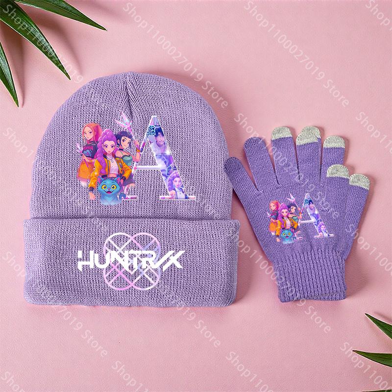 K-Pop Dämonenjäger Mädchen Kinder Strickmütze Handschuhe Niedlich Cartoon Buchstabe Warme Mütze Bildschirmhandschuhe Kinder Geburtstagsgeschenke 2 Stück ein Set von Joom DACH