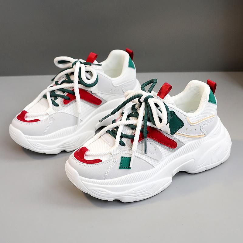 K5015 Neue Dad-Schuhe Damen Frühling/Sommer Höhenvergrößernd Atmungsaktive Plateau-Mesh-Oberfläche Weiße Schuhe Alleskönner Damen 40 von Joom DACH