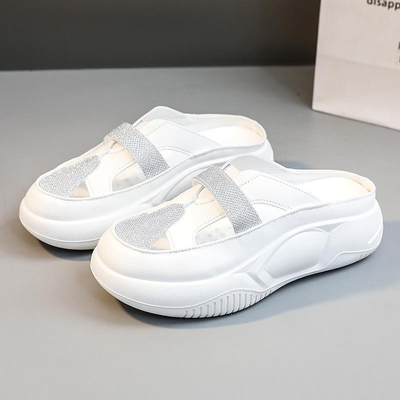K8629 Hausschuhe Damen Sommer Modische Hohl-out Halb Hausschuhe Damen Atmungsaktive Plateau Aufzug Wild Sandalen Einfache Sandalen Weiß 40 von Joom DACH