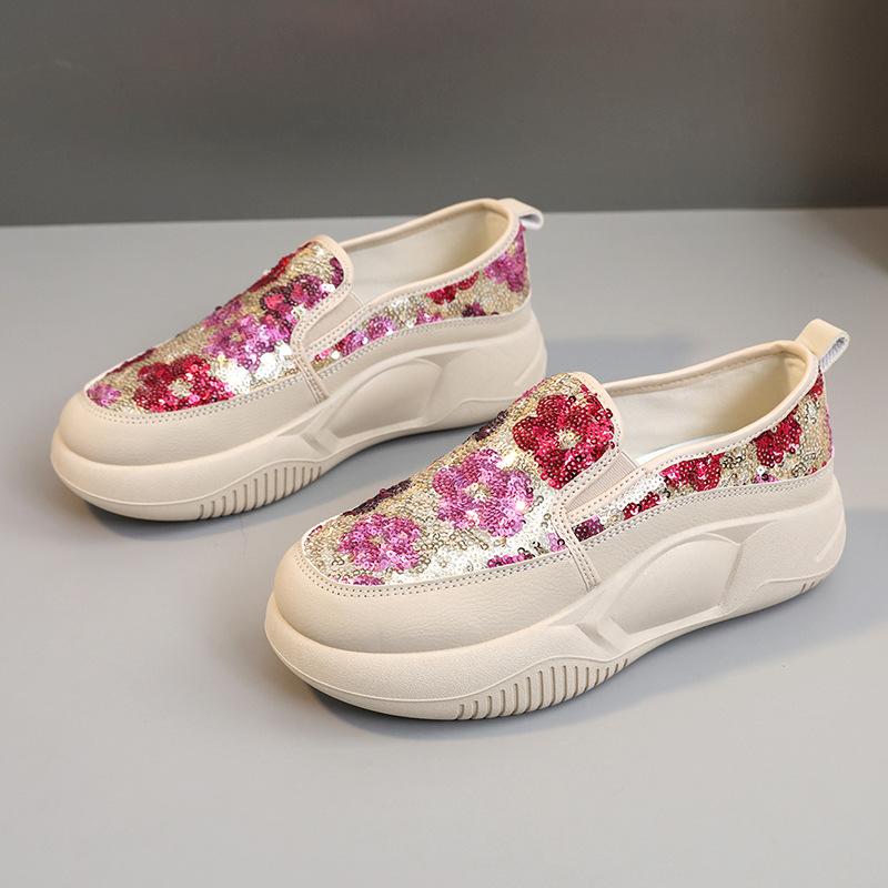 K8655 Weiße Damenschuhe im koreanischen Stil, Pumps, Damen-Sneaker, Damenschuhe, Studenten-Freizeitschuhe, atmungsaktiv, Plattform, Erhöhung der Höhe 39 von Joom DACH