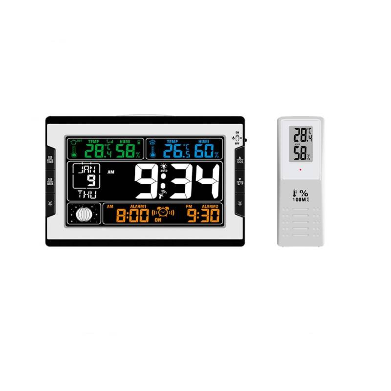 KKmoon Digital-Multifunktionsuhr und Thermo-Hygrometer für Innen- und Außentemperatur, Luftfeuchtigkeit schwarz von Joom DACH