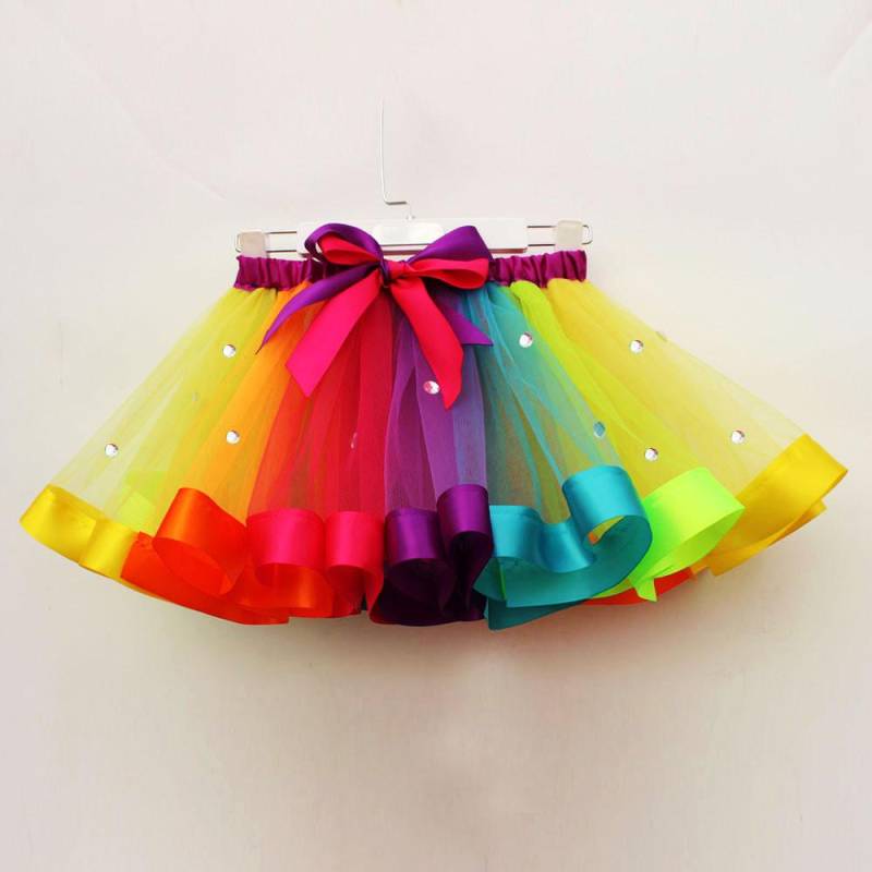 KPARK Mädchen Kinder Tutu Tüll Party Tanz Ballett Kleinkind Regenbogen Baby Kostüm Rock M bunt von Joom DACH