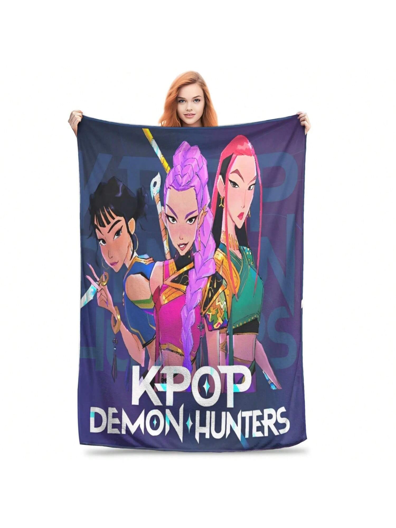 KPop Dämonenjäger Anime Decken Qualität Weich Warm Überwurfdecke Herbst Kinder Heimdeko Grafik Tagesdecke 150X200CM graue von Joom DACH