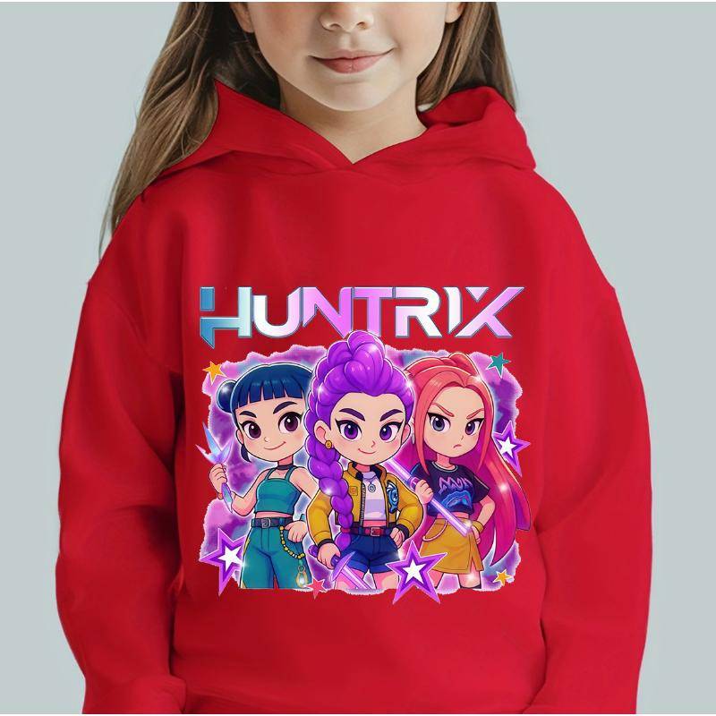 KPop Dämonenjäger Cartoon Mode Kapuzenpullover Kinder Freizeit Oberteile Mädchen Jungen Film Neu Sweatshirt mit Kapuze Herbst Langarm Pullover 120 von Joom DACH