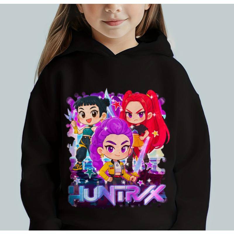 KPop Dämonenjäger Cartoon Mode Kapuzenpullover Kinder Freizeit Oberteile Mädchen Jungen Film Neu Sweatshirt mit Kapuze Herbst Langarm Pullover 130 von Joom DACH