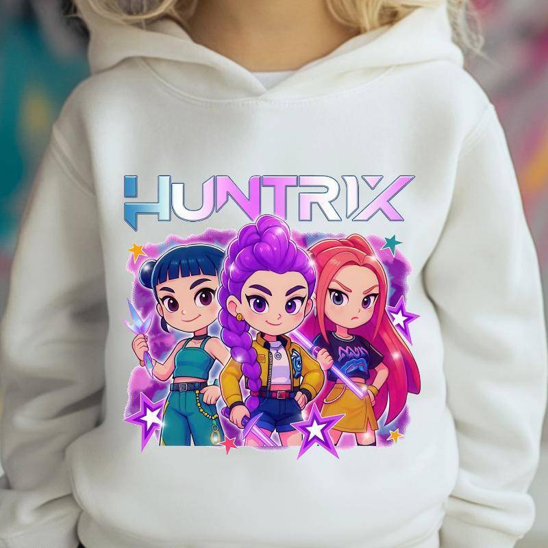 KPop Dämonenjäger Cartoon Mode Kapuzenpullover Kinder Freizeit Oberteile Mädchen Jungen Film Neu Sweatshirt mit Kapuze Herbst Langarm Pullover 130 von Joom DACH