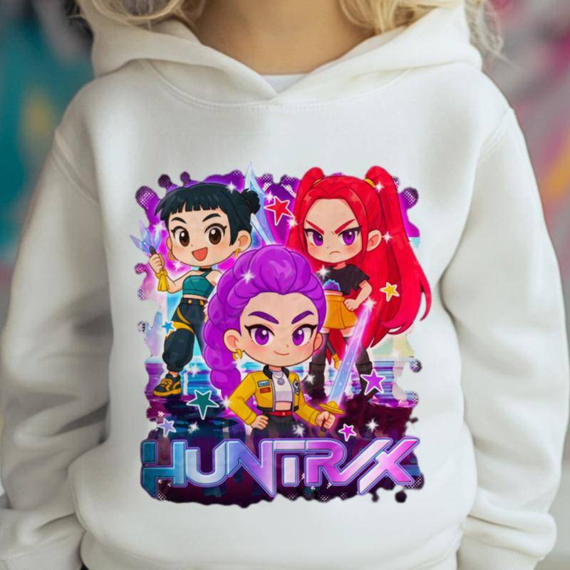 KPop Dämonenjäger Cartoon Mode Kapuzenpullover Kinder Freizeit Oberteile Mädchen Jungen Film Neu Sweatshirt mit Kapuze Herbst Langarm Pullover 140 von Joom DACH