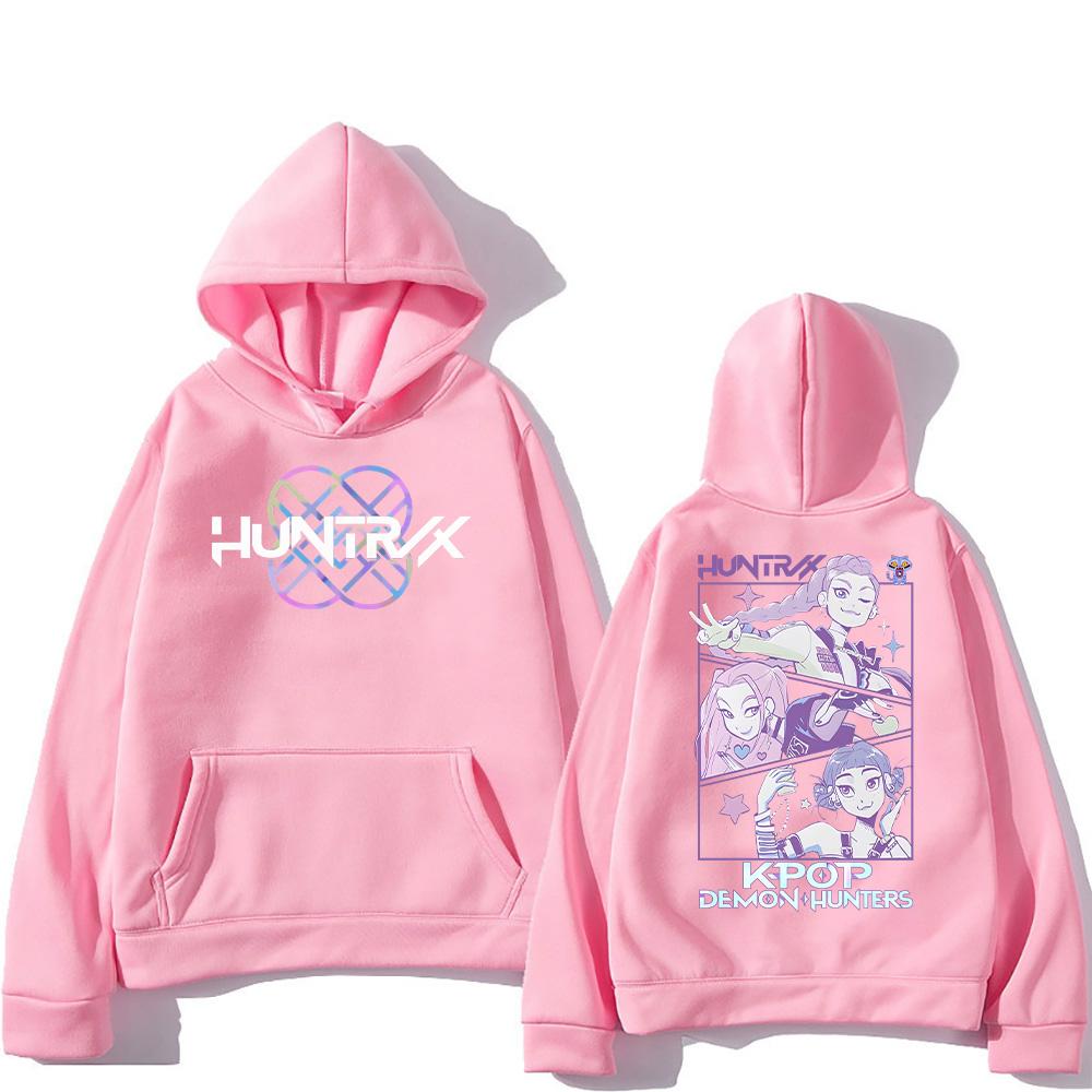 KPop Dämonenjäger Hoodies Merch Kpop Herren Damen Sweatshirt Mode Vielseitige Streetwear Übergroße Y2K Pullover Trends Anime Oberteile M rosa von Joom DACH