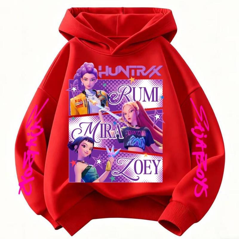 KPop Dämonenjäger Huntrix Hoodie Kinderkleidung Prinzessin Mädchen Kleidung Mode Jungen Kleidung Frühling Herbst Sweatshirt Kinderoberteile 120cm rot von Joom DACH