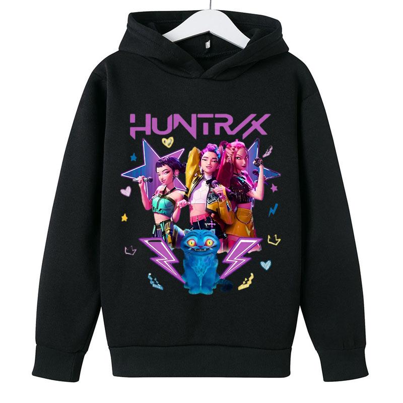 KPop Dämonenjäger Huntrix Kapuzenpullover Pullover Mädchen Cartoon Kapuzensweatshirt Mode Lässige Oberteile Kinderbekleidung 150 von Joom DACH