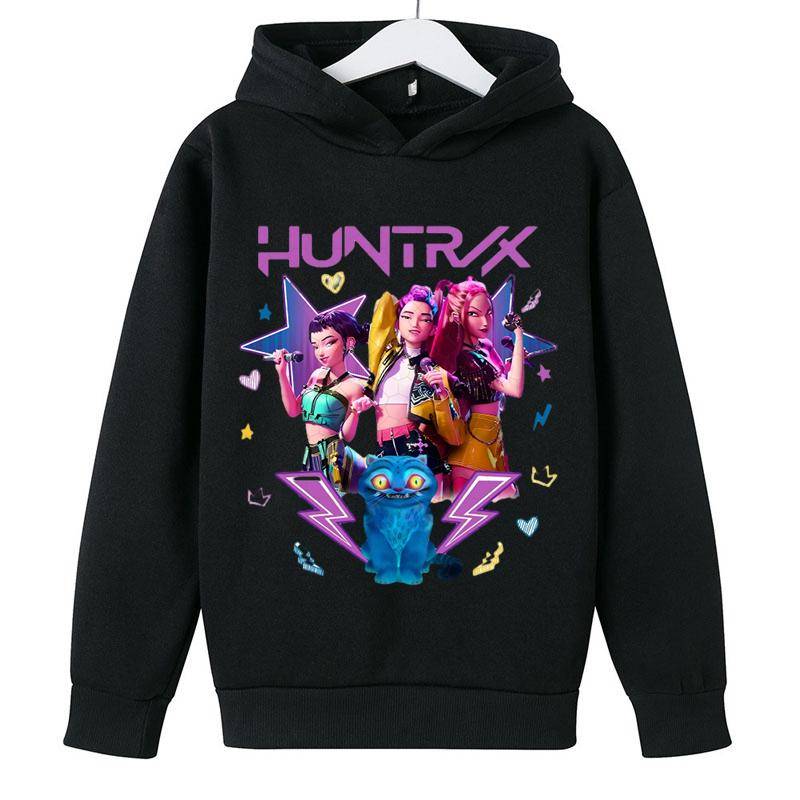 KPop Dämonenjäger Huntrix Kapuzenpullover Pullover Mädchen Cartoon Kapuzensweatshirt Mode Lässige Oberteile Kinderbekleidung 150 von Joom DACH