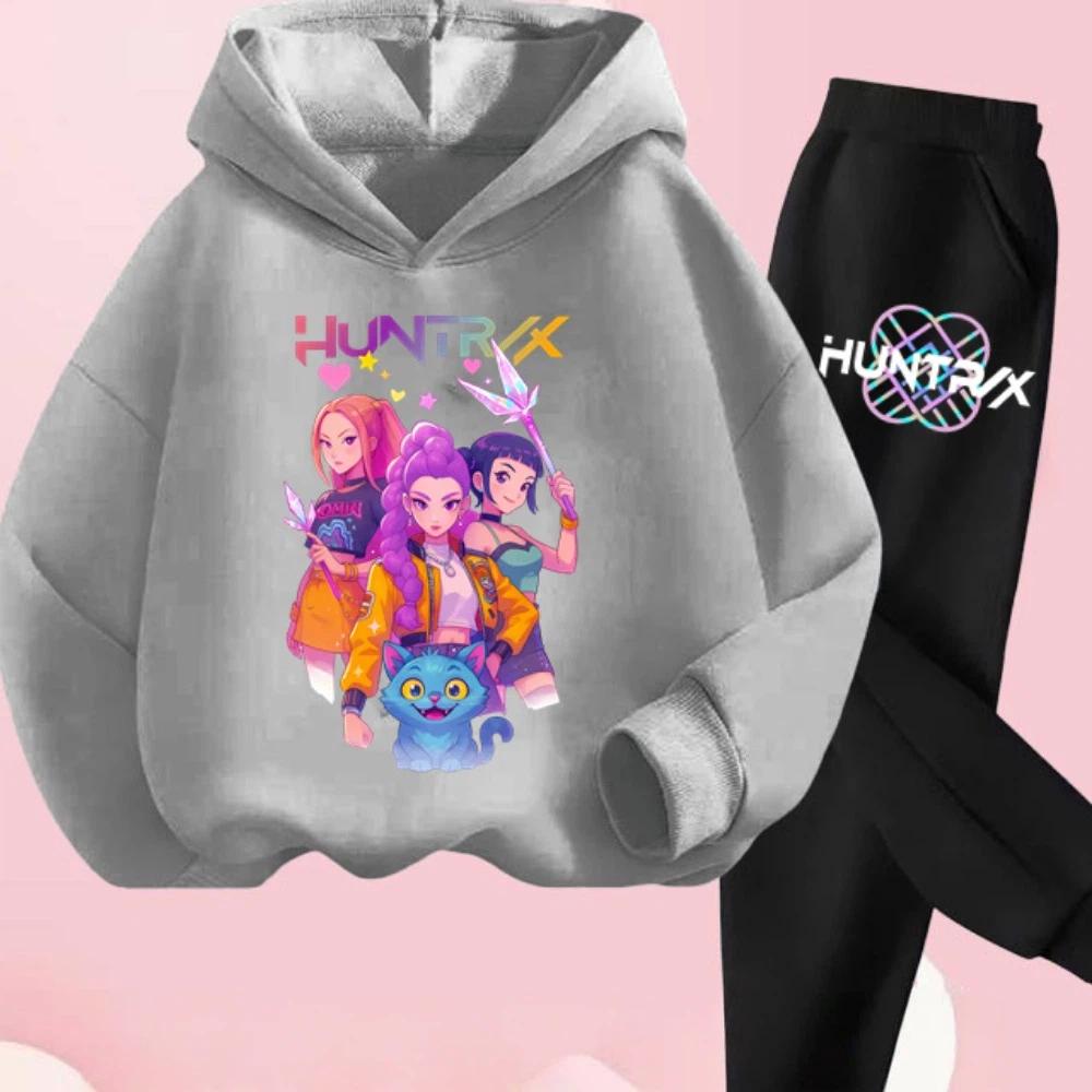 KPop Dämonenjäger Kinder Cartoon Langarm Kapuzenpullover und Hose 2-teiliges Set Kleinkind Baby Mädchen Jungen Outfit Boutique Kleidung Anzug 120 von Joom DACH