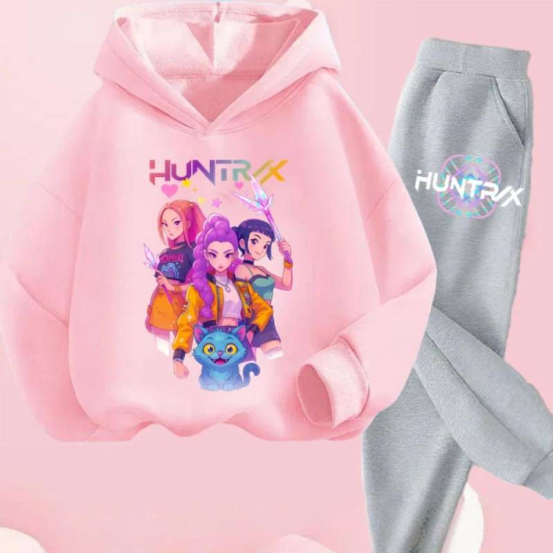 KPop Dämonenjäger Kinder Cartoon Langarm Kapuzenpullover und Hose 2-teiliges Set Kleinkind Baby Mädchen Jungen Outfit Boutique Kleidung Anzug 120 von Joom DACH