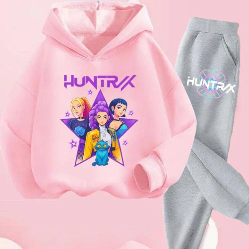 KPop Dämonenjäger Kinder Cartoon Langarm Kapuzenpullover und Hose 2-teiliges Set Kleinkind Baby Mädchen Jungen Outfit Boutique Kleidung Anzug 120 von Joom DACH