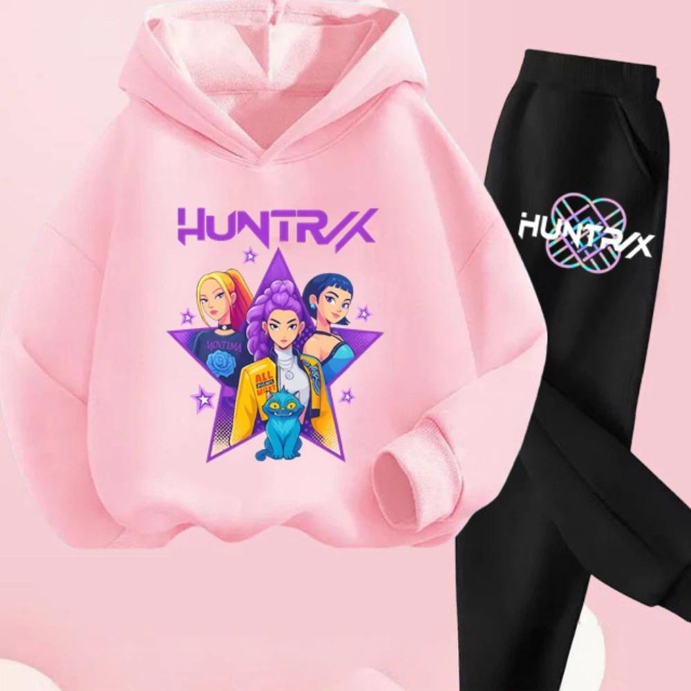 KPop Dämonenjäger Kinder Cartoon Langarm Kapuzenpullover und Hose 2-teiliges Set Kleinkind Baby Mädchen Jungen Outfit Boutique Kleidung Anzug 120 von Joom DACH