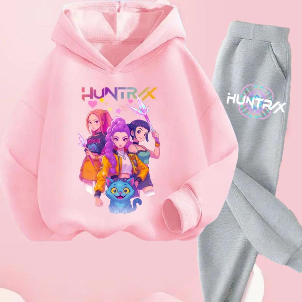 KPop Dämonenjäger Kinder Cartoon Langarm Kapuzenpullover und Hose 2-teiliges Set Kleinkind Baby Mädchen Jungen Outfit Boutique Kleidung Anzug 130 von Joom DACH