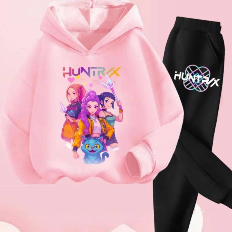 KPop Dämonenjäger Kinder Cartoon Langarm Kapuzenpullover und Hose 2-teiliges Set Kleinkind Baby Mädchen Jungen Outfit Boutique Kleidung Anzug 130 von Joom DACH