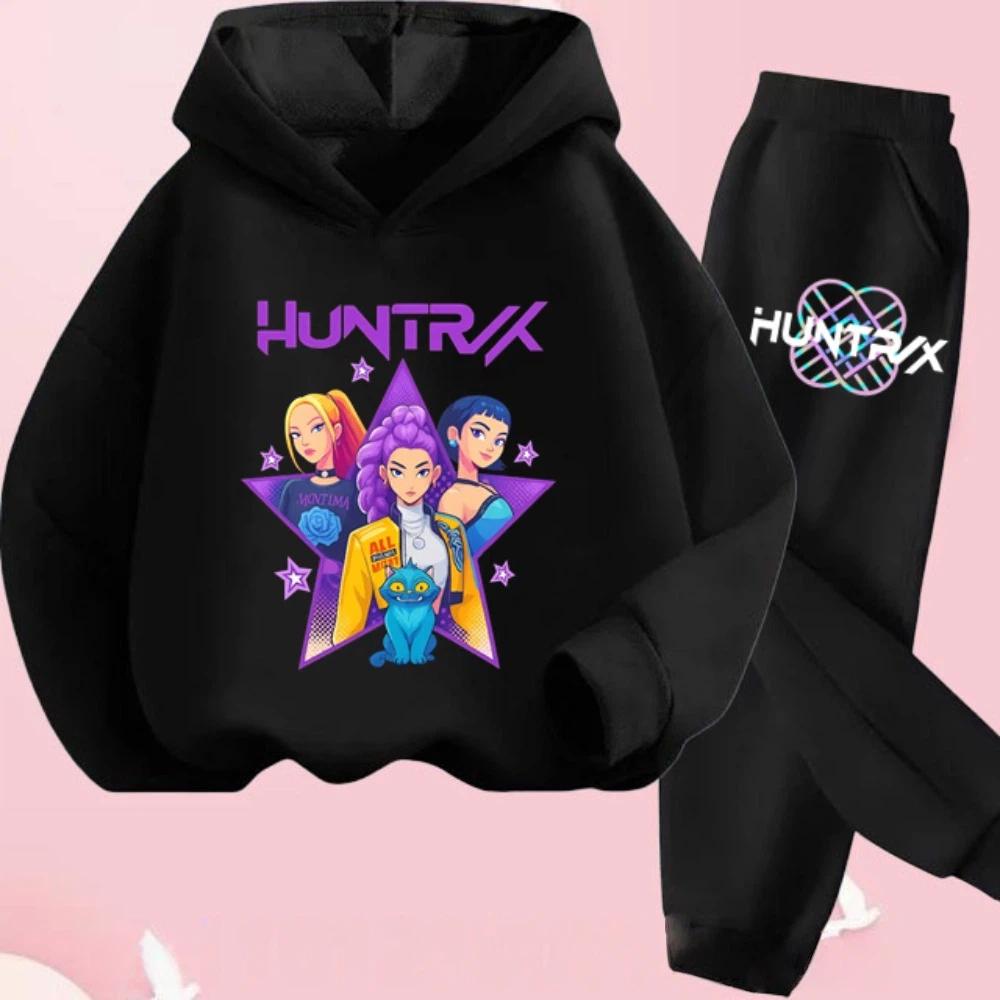 KPop Dämonenjäger Kinder Cartoon Langarm Kapuzenpullover und Hose 2-teiliges Set Kleinkind Baby Mädchen Jungen Outfit Boutique Kleidung Anzug 140 von Joom DACH