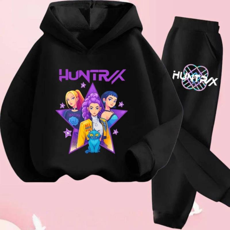 KPop Dämonenjäger Kinder Cartoon Langarm Kapuzenpullover und Hose 2-teiliges Set Kleinkind Baby Mädchen Jungen Outfit Boutique Kleidung Anzug 140 von Joom DACH