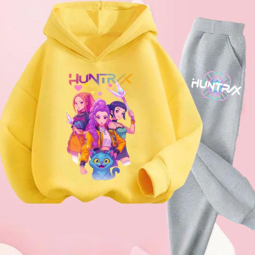 KPop Dämonenjäger Kinder Cartoon Langarm Kapuzenpullover und Hose 2-teiliges Set Kleinkind Baby Mädchen Jungen Outfit Boutique Kleidung Anzug 140 von Joom DACH