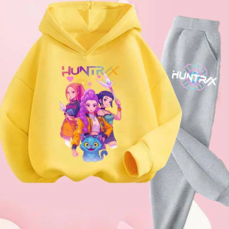 KPop Dämonenjäger Kinder Cartoon Langarm Kapuzenpullover und Hose 2-teiliges Set Kleinkind Baby Mädchen Jungen Outfit Boutique Kleidung Anzug 140 von Joom DACH