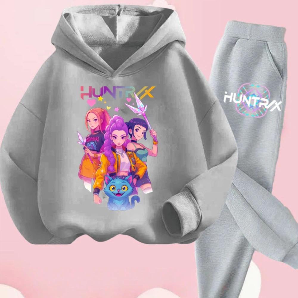 KPop Dämonenjäger Kinder Cartoon Langarm Kapuzenpullover und Hose 2-teiliges Set Kleinkind Baby Mädchen Jungen Outfit Boutique Kleidung Anzug 150 von Joom DACH