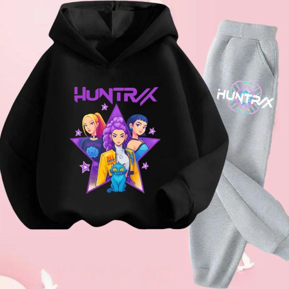 KPop Dämonenjäger Kinder Cartoon Langarm Kapuzenpullover und Hose 2-teiliges Set Kleinkind Baby Mädchen Jungen Outfit Boutique Kleidung Anzug 150 von Joom DACH