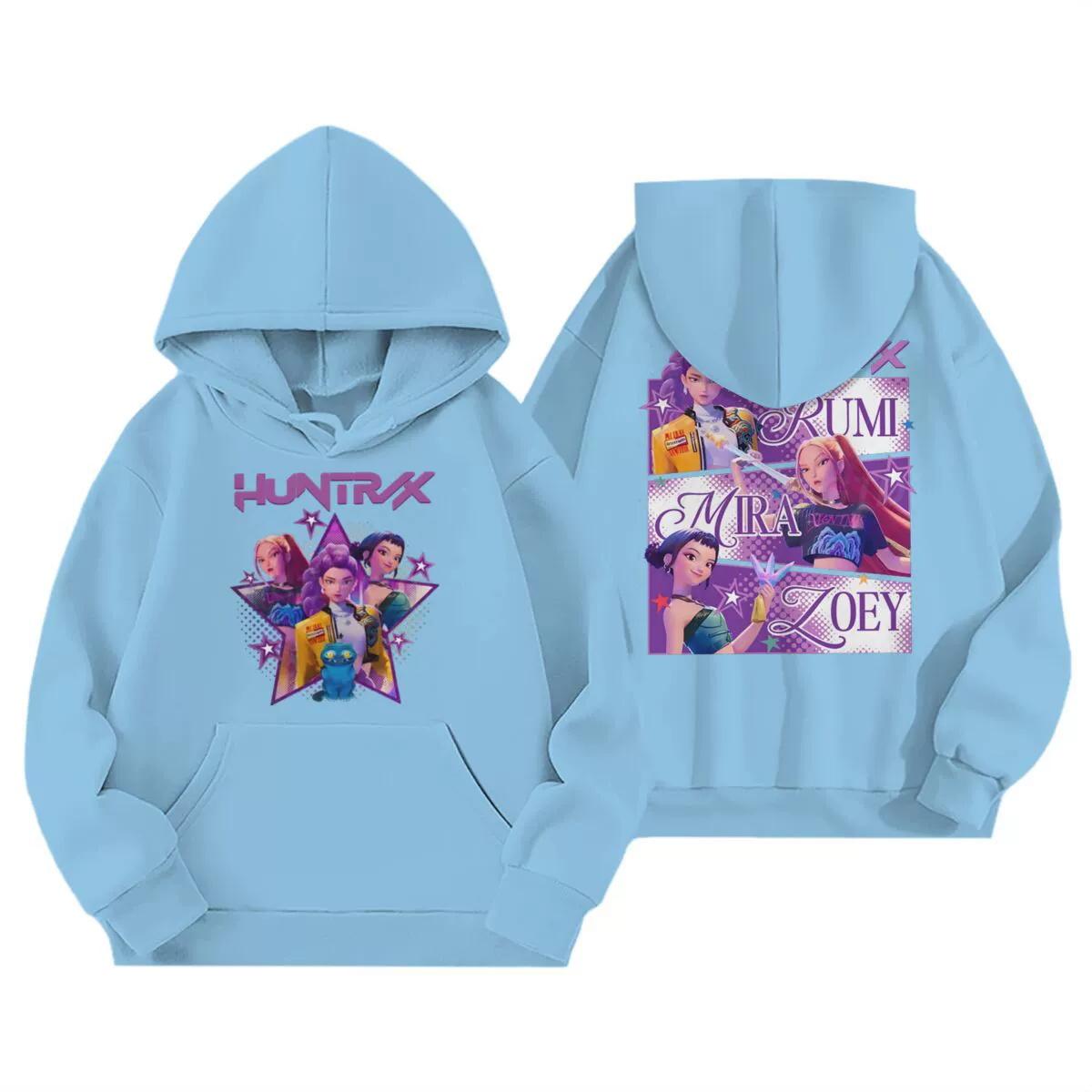 KPop Dämonenjäger Kinder Hoodies Mädchen Kleidung Kinder Film Neu Sweatshirt Langarm Pullover K-Pop Dämonenjäger Lässige Oberteile 140 himmelblaue von Joom DACH