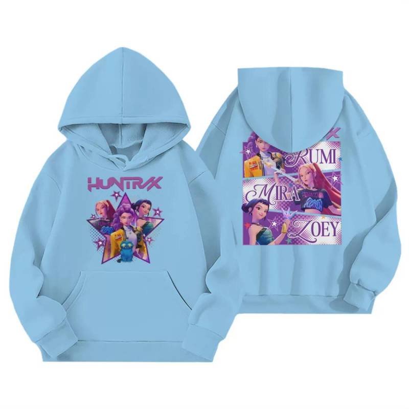 KPop Dämonenjäger Kinder Hoodies Mädchen Kleidung Kinder Film Neu Sweatshirt Langarm Pullover K-Pop Dämonenjäger Lässige Oberteile 140 himmelblaue von Joom DACH