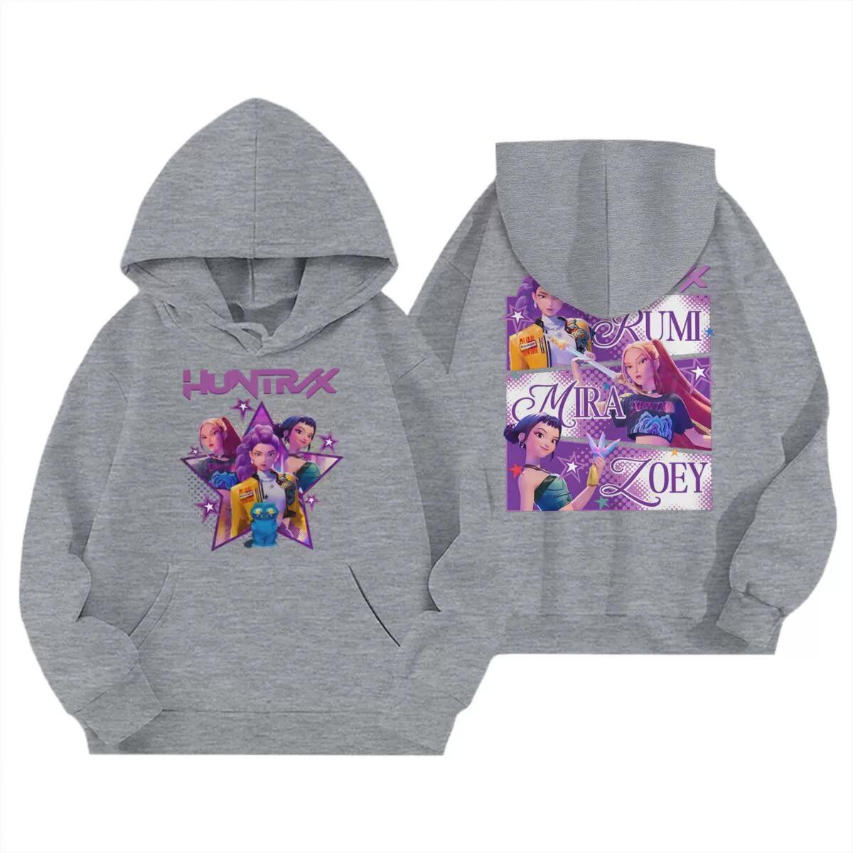 KPop Dämonenjäger Kinder Hoodies Mädchen Kleidung Kinder Film Neu Sweatshirt Langarm Pullover K-Pop Dämonenjäger Lässige Oberteile 140 grau von Joom DACH