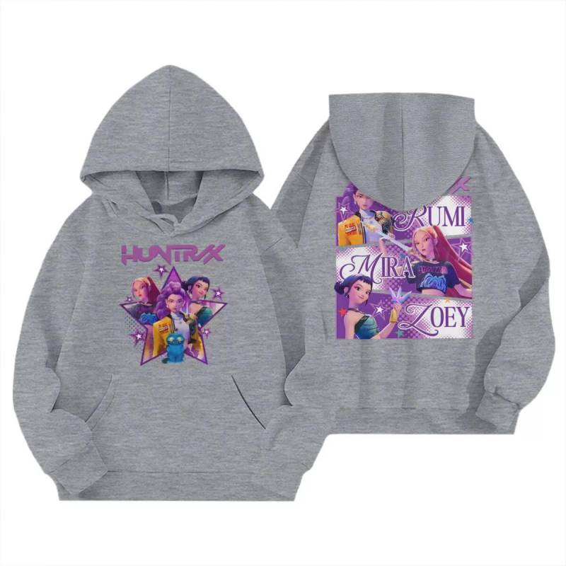 KPop Dämonenjäger Kinder Hoodies Mädchen Kleidung Kinder Film Neu Sweatshirt Langarm Pullover K-Pop Dämonenjäger Lässige Oberteile 140 grau von Joom DACH