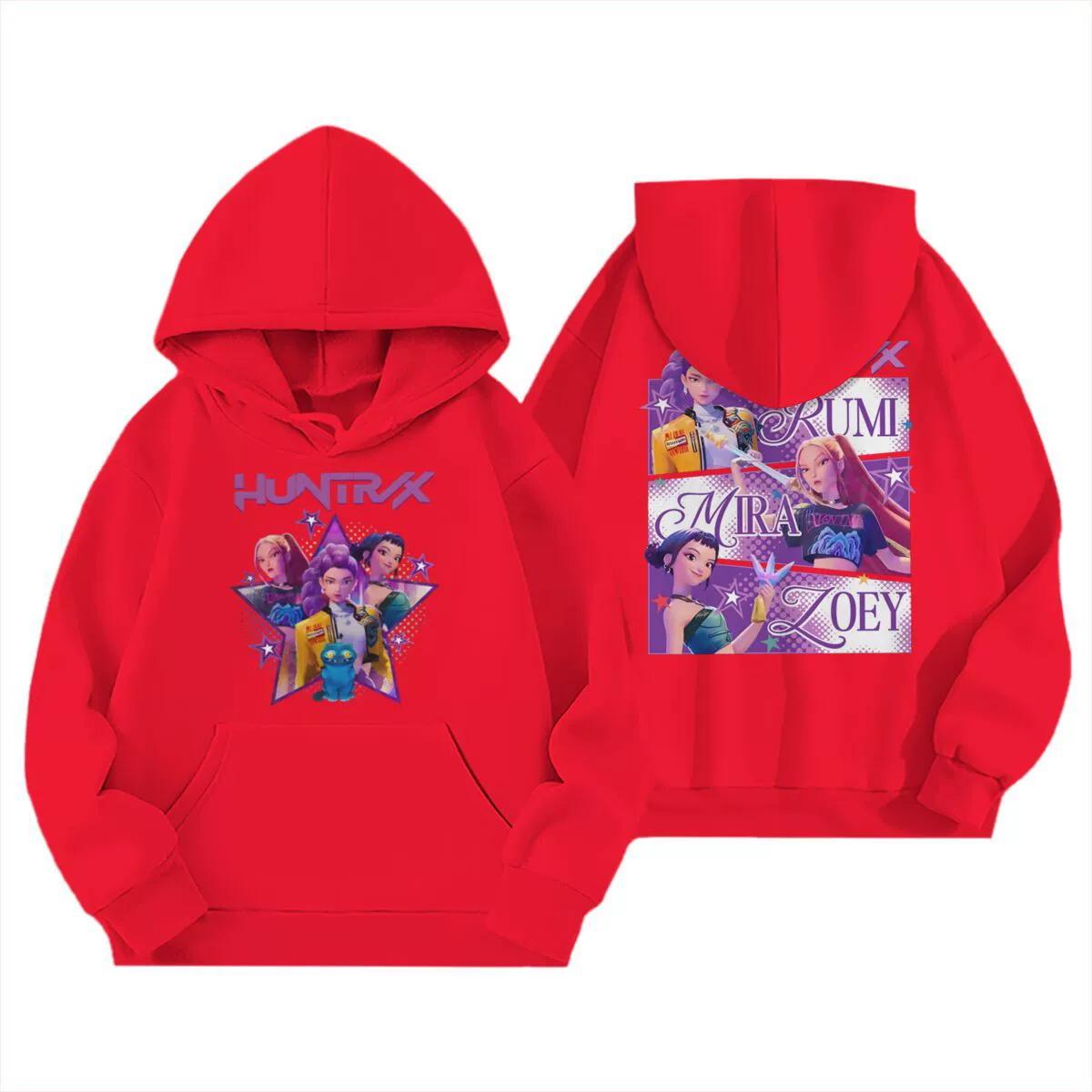 KPop Dämonenjäger Kinder Hoodies Mädchen Kleidung Kinder Film Neu Sweatshirt Langarm Pullover K-Pop Dämonenjäger Lässige Oberteile 160 rot von Joom DACH