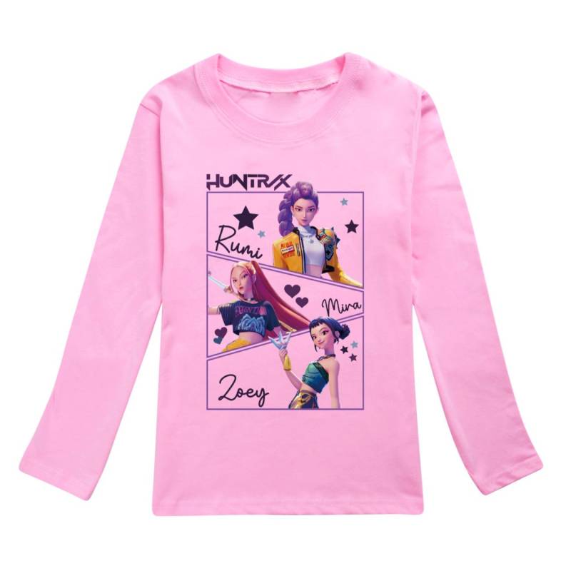 KPop Dämonenjäger Kinder Huntrix Langarm T-Shirt Cartoon Lässig O-Ausschnitt Oberteil für Jungen und Mädchen Mode Locker Jugendbekleidung 130 von Joom DACH