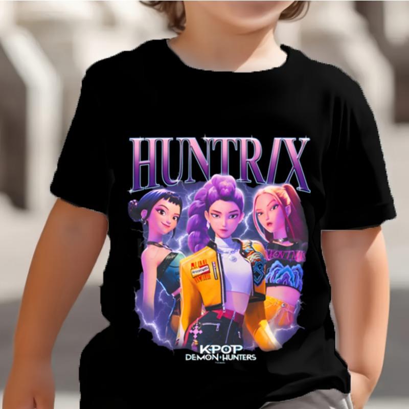 KPop Dämonenjäger Kinder T-Shirt Huntrix Girl Saja Jungen Baby Tops Kleinkind T-Shirts Zoey Rumi Mira Kleidung Kinder T-Shirts Kurzarm Kleidung kids-130(8T) von Joom DACH