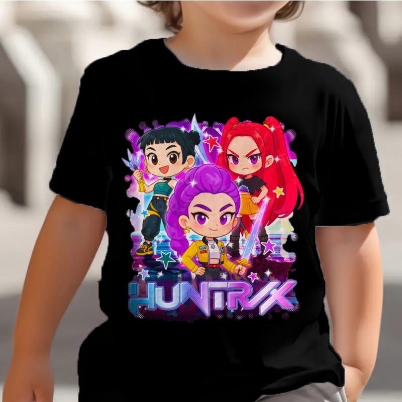 KPop Dämonenjäger Kinder T-Shirt Huntrix Girl Saja Jungen Baby Tops Kleinkind T-Shirts Zoey Rumi Mira Kleidung Kinder T-Shirts Kurzarm Kleidung kids-140(10T) braun von Joom DACH