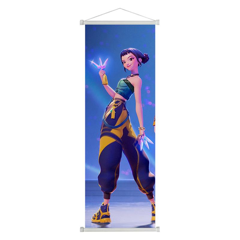 KPop Dämonenjäger Poster Hängegemälde Cartoon Huntrix Girl Zoey Rumi Mira Anime Poster Wanddeko Kunst Heimdekoration 25*75cm blau von Joom DACH