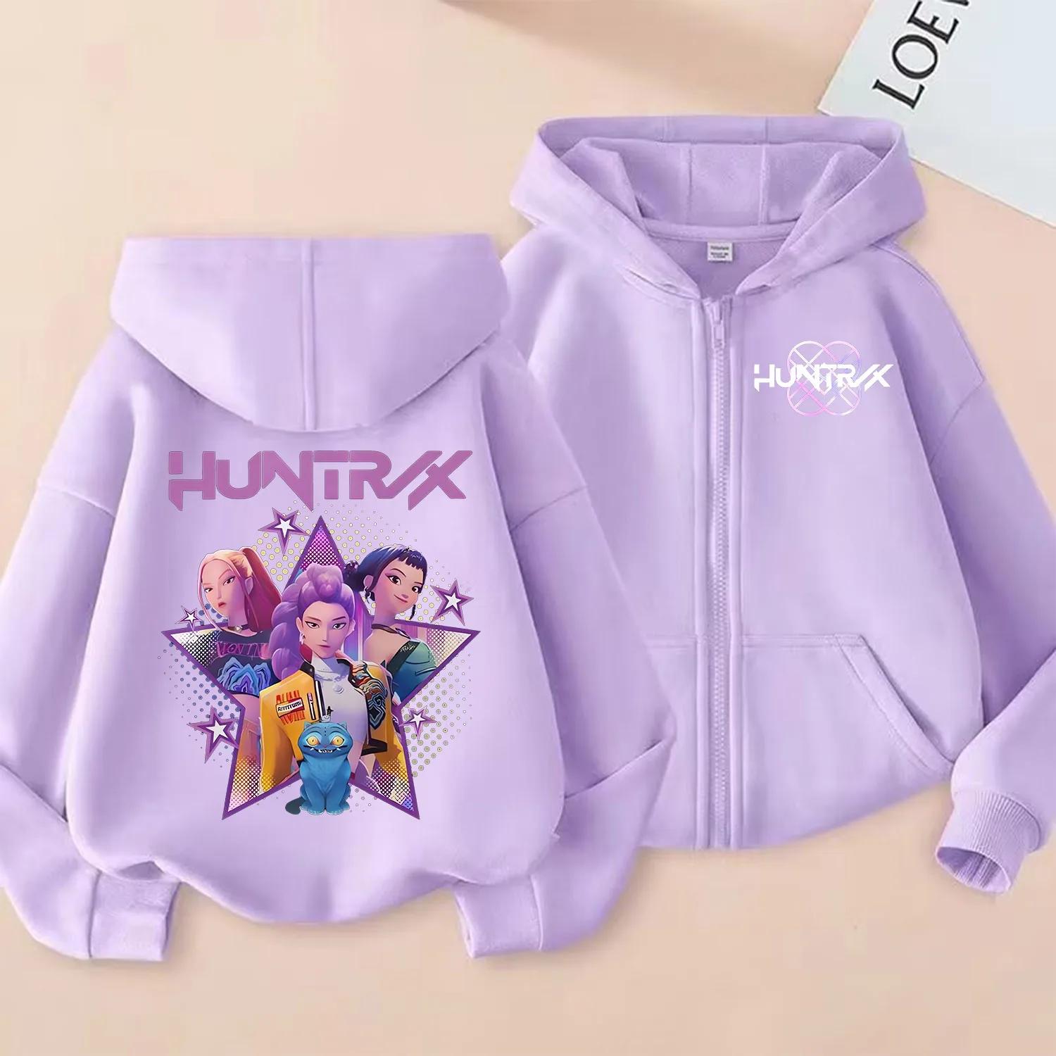 KPop Dämonenjäger Reißverschluss-Hoodie Cartoon Mädchen Mantel Mode Dünne Kleidung Lila Herbst Hoodie Jacke Kinder Anime Sweatshirt Geschenk 130 von Joom DACH