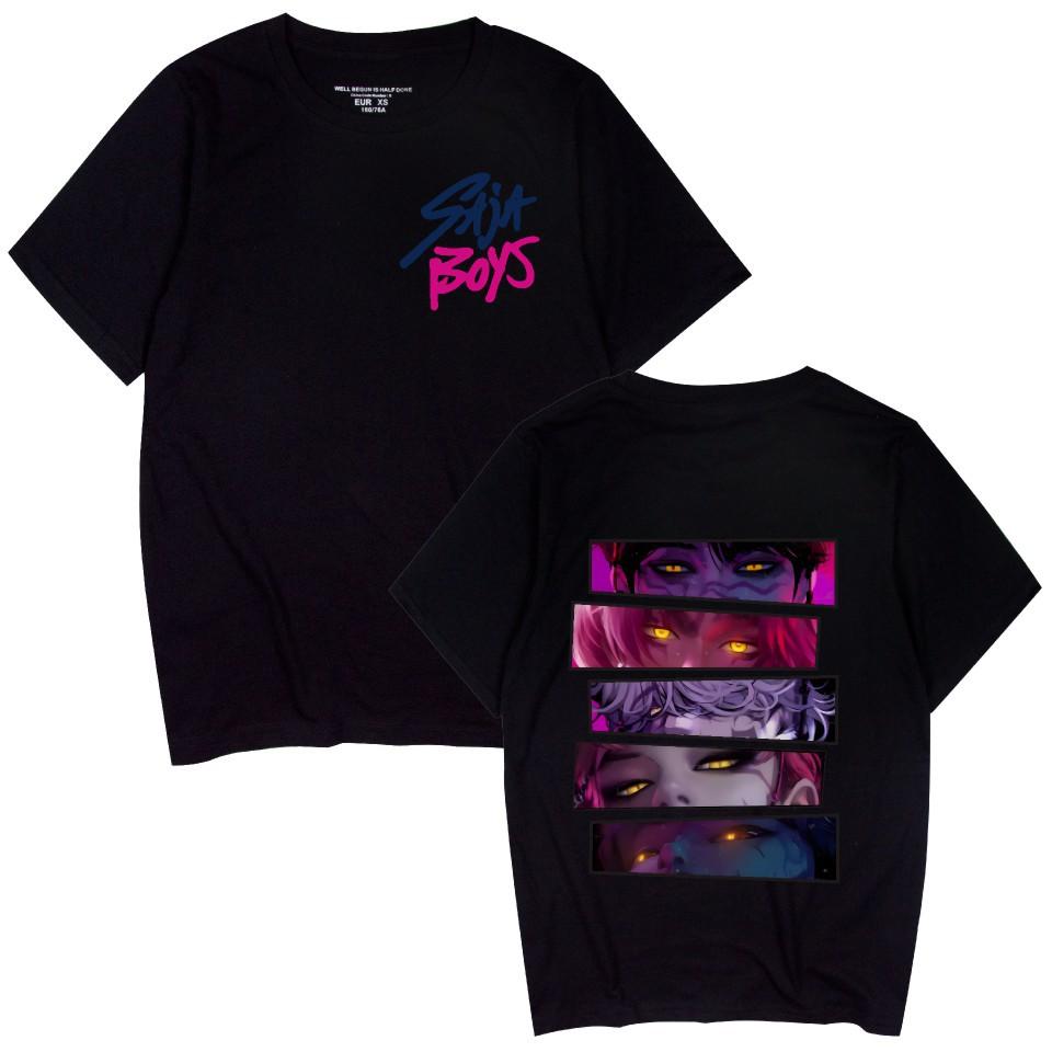 KPop Dämonenjäger Saja Boys Augen Grafik T-Shirt Männer Frauen Lässiges T-Shirt Mode Hip Hop Cool Teenager Kurzarm T-Shirts L schwarz von Joom DACH