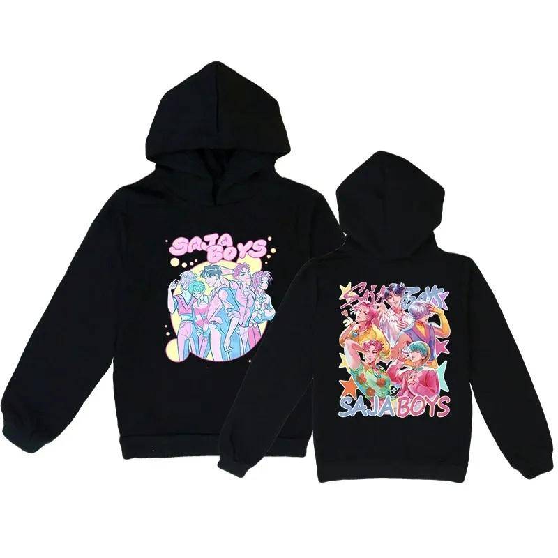 KPop Dämonenjäger Saja Boys Bedruckte Kapuzenpullover für Kinder Herbstmode Lustiges Fan-Geschenk Anime Pullover Kapuzenpullover 130 von Joom DACH