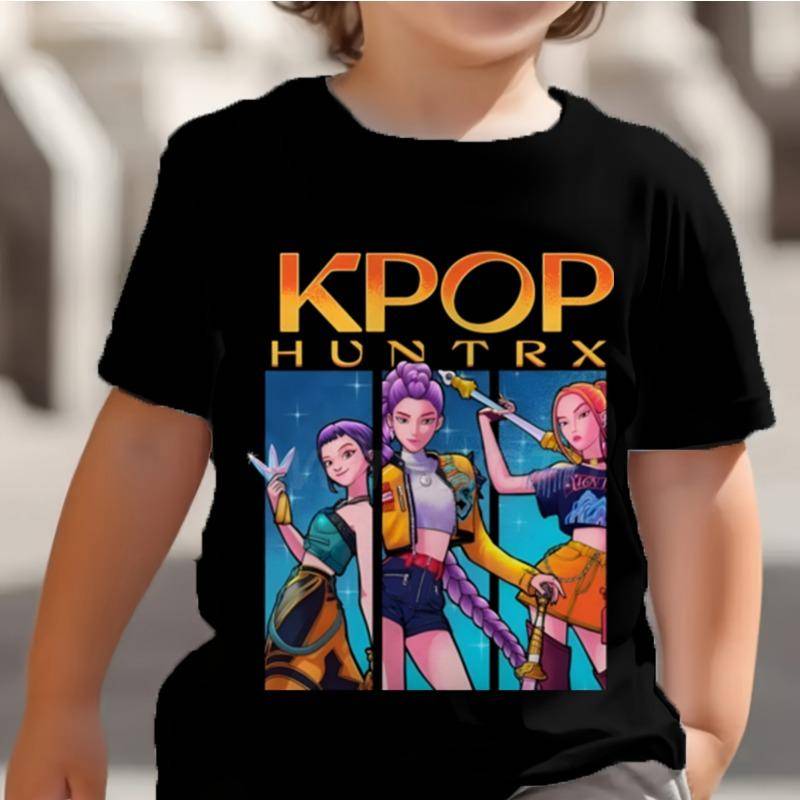 KPop Dämonenjäger Saja Jungen Kinder T-Shirts Baby Mädchen Junge Cartoon Kurzarm Tops 2025 Anime Fans T-Shirt Kinderkleidung 130 von Joom DACH