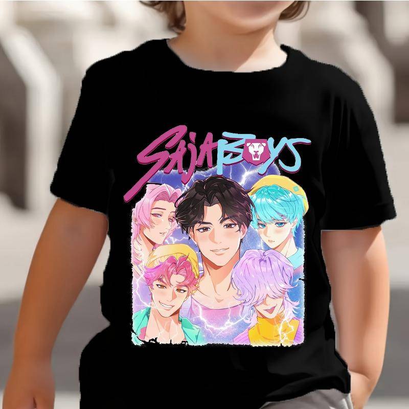 KPop Dämonenjäger Saja Jungen Kinder T-Shirts Baby Mädchen Junge Cartoon Kurzarm Tops 2025 Anime Fans T-Shirt Kinderkleidung 140 von Joom DACH