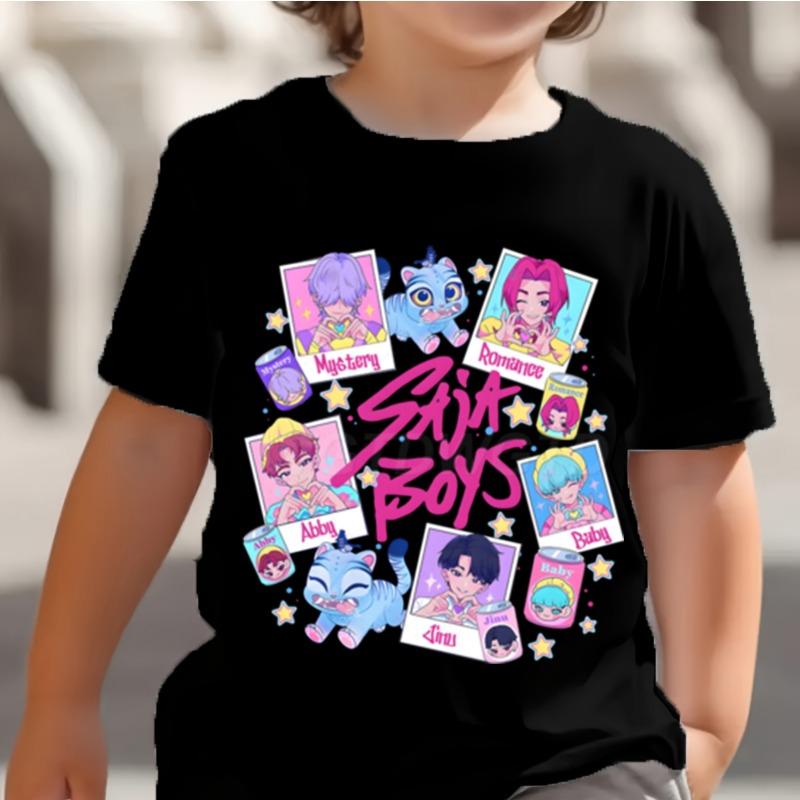 KPop Dämonenjäger Saja Jungen Kinder T-Shirts Baby Mädchen Junge Cartoon Kurzarm Tops 2025 Anime Fans T-Shirt Kinderkleidung 150 von Joom DACH