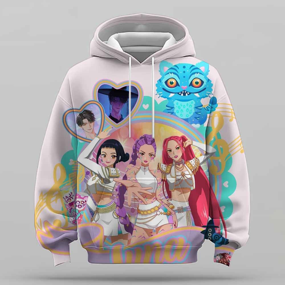 KPop Dämonenjägerin Rumi Niedlicher Cartoon Mädchen Hoodie Warm Kinder Wellenförmige Mode Lässiger Pullover 130 von Joom DACH