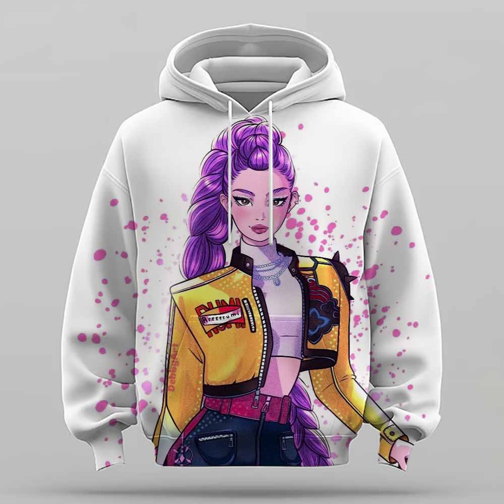 KPop Dämonenjägerin Rumi Niedlicher Cartoon Mädchen Hoodie Warm Kinder Wellenförmige Mode Lässiger Pullover 130 von Joom DACH