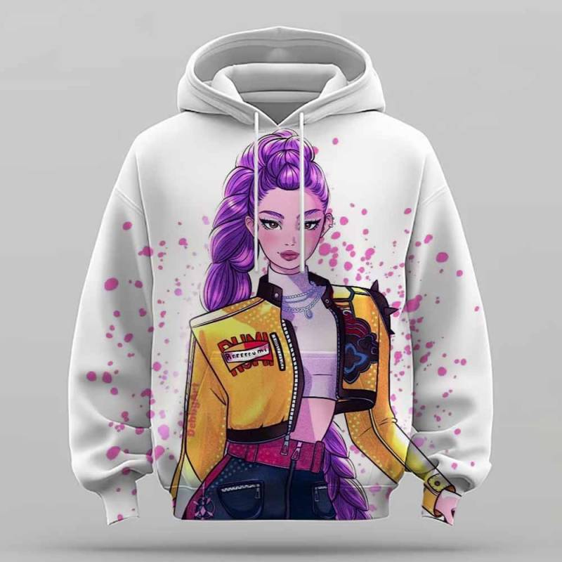 KPop Dämonenjägerin Rumi Niedlicher Cartoon Mädchen Hoodie Warm Kinder Wellenförmige Mode Lässiger Pullover 130 von Joom DACH